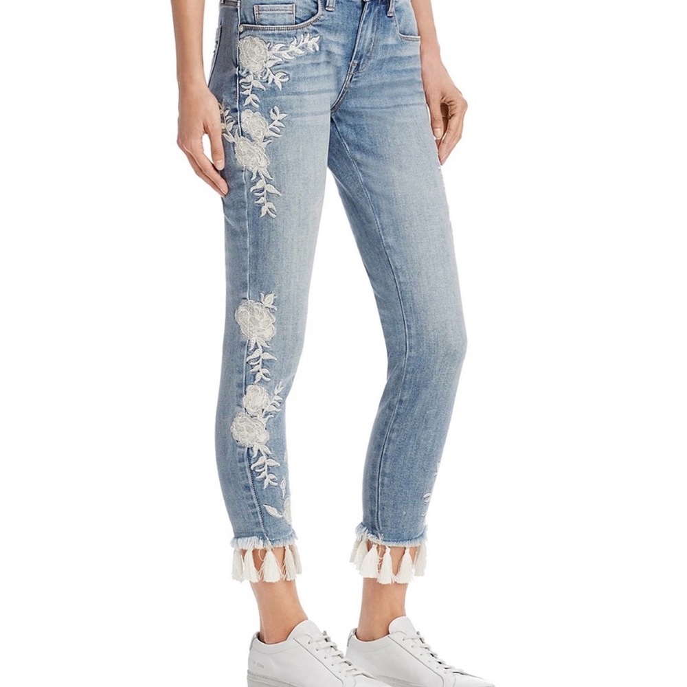 Blank NYC Cropped Skinny Classique Embroidered Blue Jeans sz 27